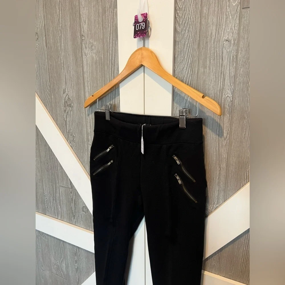 B16.03 Ci Sono High Waist Ponte Leggings w/double zippers Black - Picture 3 of 8